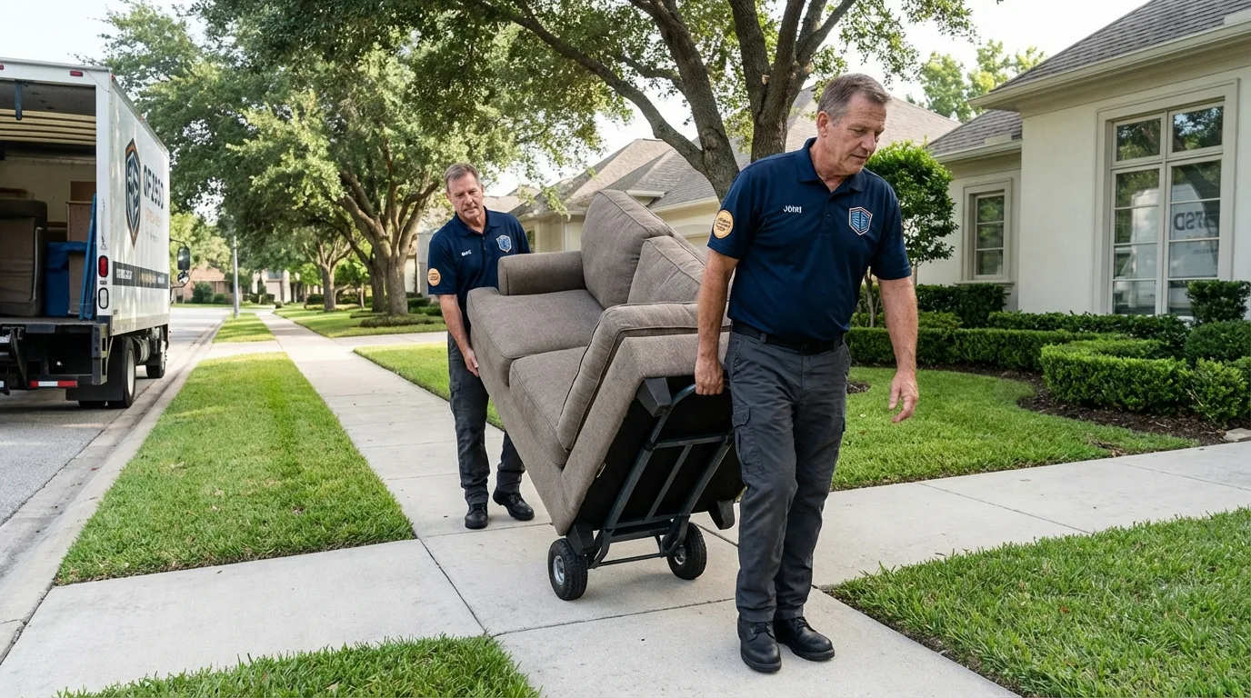 Local residential moving crew loading furniture in Saxapahaw, NC